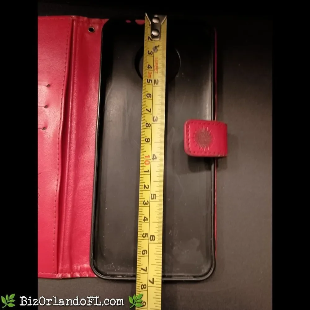 ELECTRONICS: Red Embossed Sunflower Wallet Case for Nokia G50 **GOOD CONDITION**
